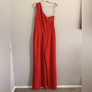 Abercrombie & Fitch One Shoulder Red Wide Leg Jumpsuit Size XLT